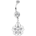 BodyCandy Clear Gem Flower Heart Dangle Belly Ring — main product shot
