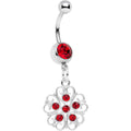 BodyCandy Red Gem Flower Heart Dangle Belly Ring — main product shot