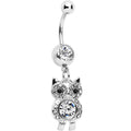BodyCandy Clear Gem Burrowing Owl Dangle Belly Ring — main product shot
