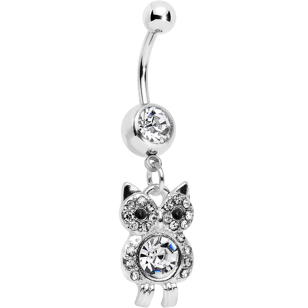 BodyCandy Clear Gem Burrowing Owl Dangle Belly Ring — main product shot