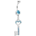 BodyCandy Aqua Gem Key to Unlock Love Dangle Belly Ring — main product shot
