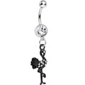 BodyCandy Clear Gem Black Flamingo Dangle Belly Ring — main product shot
