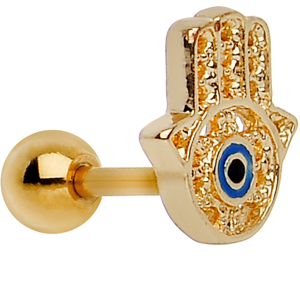 BodyCandy Gold Plated Stainless Steel All-Seeing Hamsa Tragus Cartilage Earring — main product shot