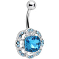 BodyCandy Aqua and Clear Gem Petunia Flower Belly Ring — main product shot