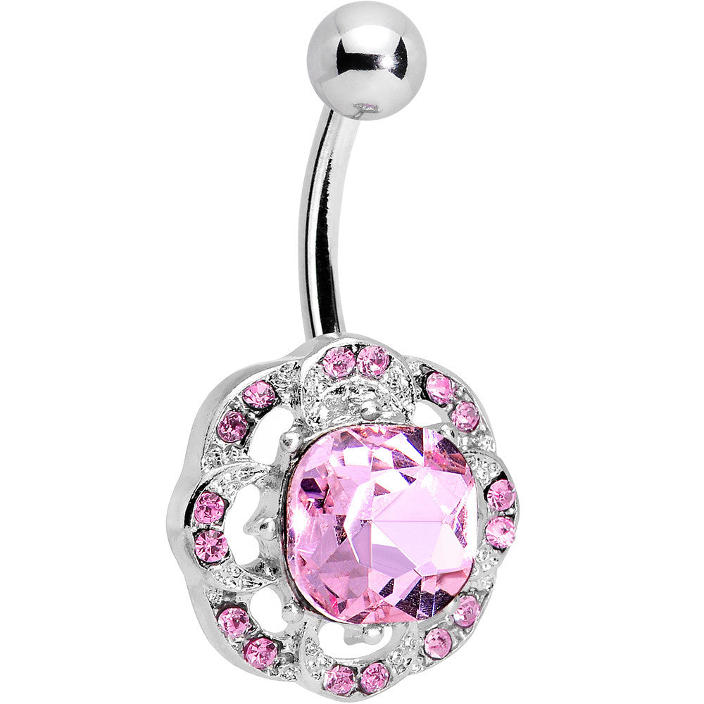 BodyCandy Pink and Clear Gem Petunia Flower Belly Ring — main product shot