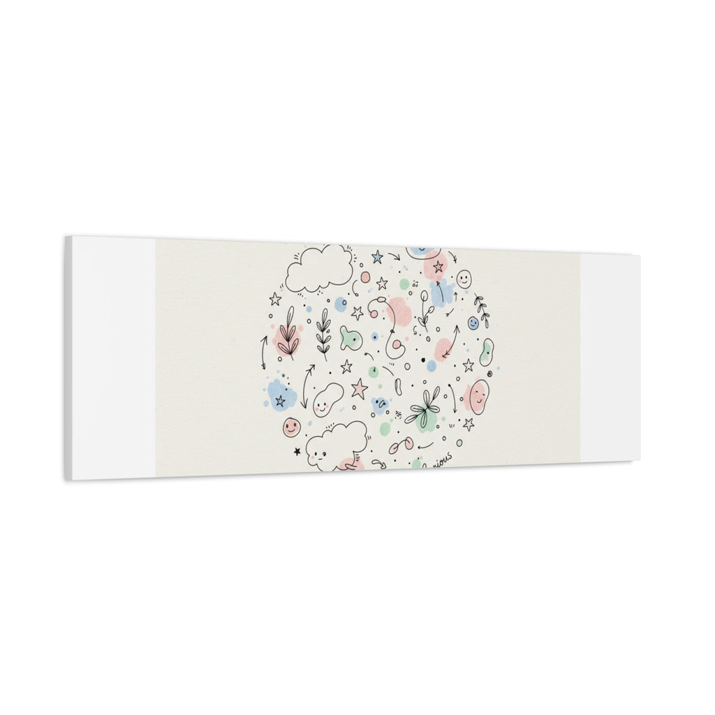 Doodle Circle Line Drawing Matte Canvas, Hand-Drawn Sketch Art