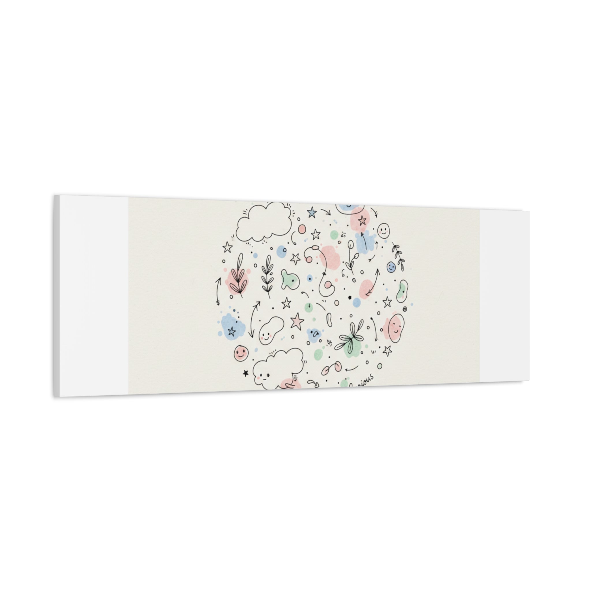 Doodle Circle Line Drawing Matte Canvas, Hand-Drawn Sketch Art