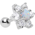 BodyCandy 1/4 White Faux Opal Clear Petaled Floral Tragus Cartilage Earring — main product shot