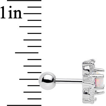 BodyCandy 1/4 White Faux Opal Clear Petaled Floral Tragus Cartilage Earring — side view