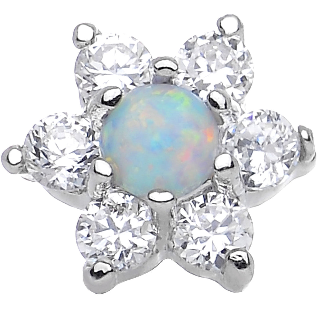 BodyCandy 1/4 White Faux Opal Clear Petaled Floral Tragus Cartilage Earring — lifestyle context