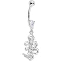 BodyCandy Clear Cubic Zirconia Palm Leaf Dangle Belly Ring — main product shot
