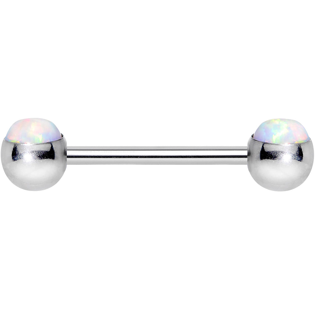 BodyCandy 316L Stainless Steel White Synthetic Opal Nipple Barbell Set — lifestyle context