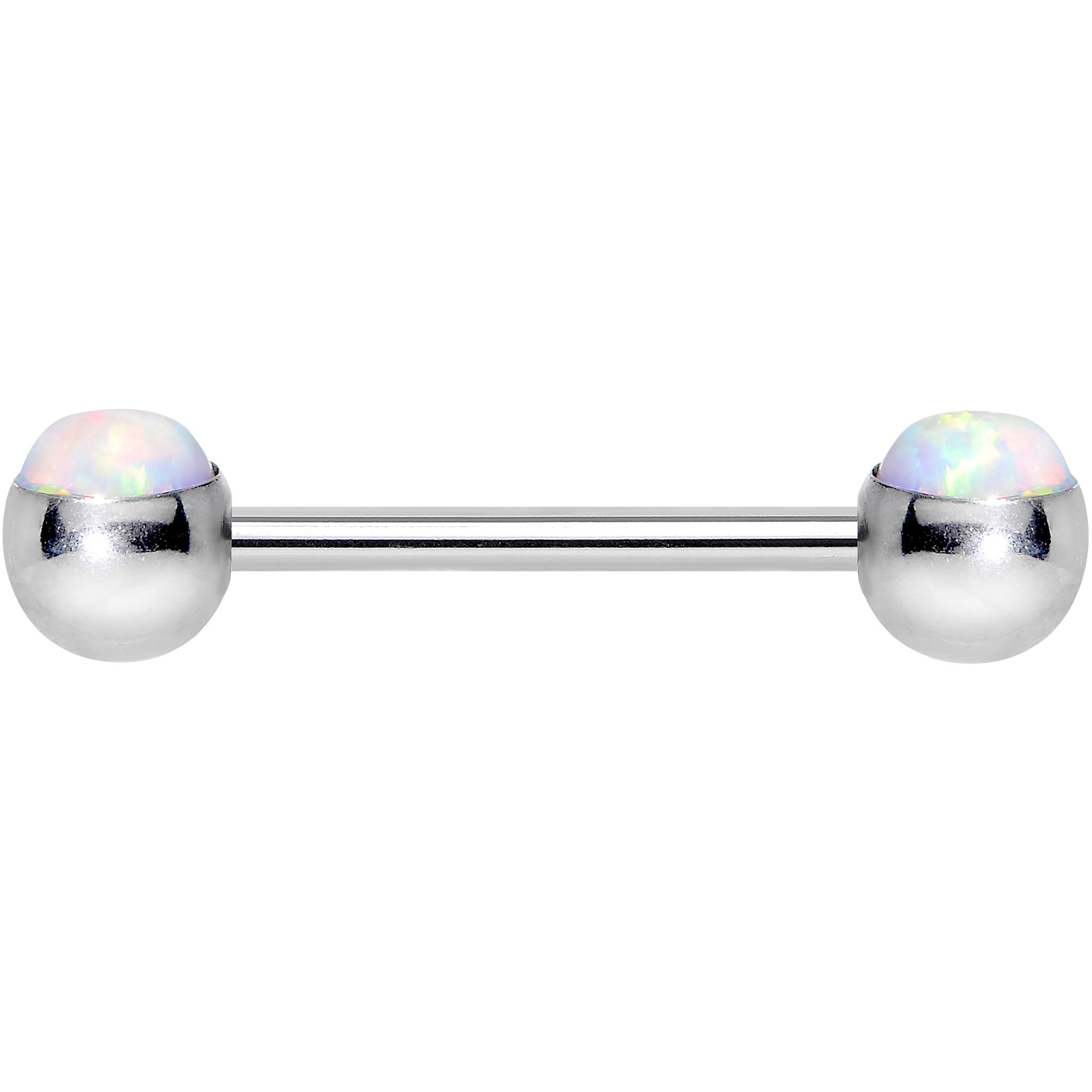 BodyCandy 316L Stainless Steel White Synthetic Opal Nipple Barbell Set — lifestyle context