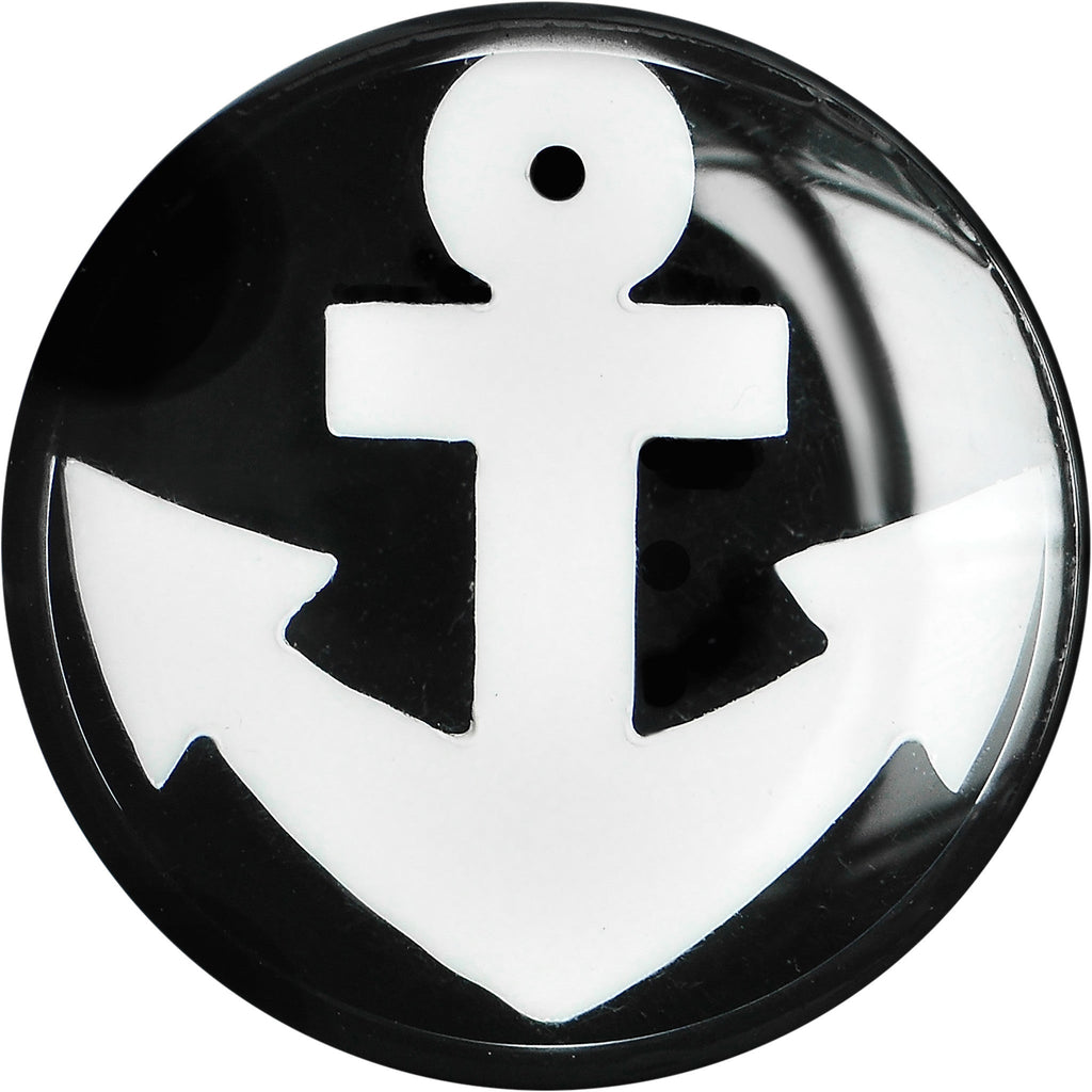 BodyCandy 9/16 Black Acrylic Drop the White Anchor Saddle Plug — detail close-up