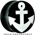 BodyCandy 20mm Black Acrylic Drop the White Anchor Saddle Plug — main product shot
