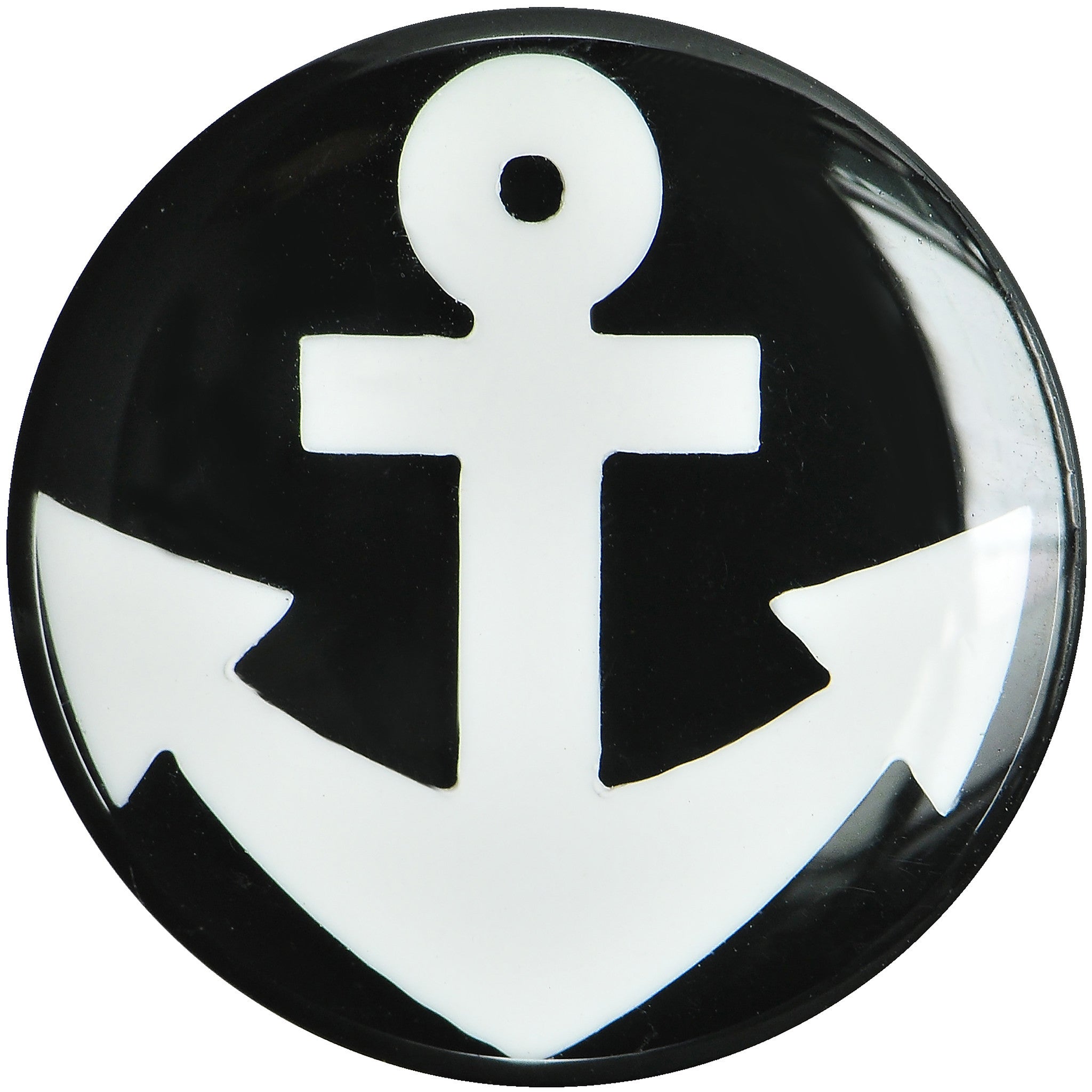 BodyCandy 20mm Black Acrylic Drop the White Anchor Saddle Plug — detail close-up