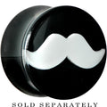 BodyCandy 9/16 Black Acrylic White Mustache Saddle Plug — main product shot