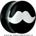 BodyCandy 18mm Black Acrylic White Mustache Saddle Plug — main product shot