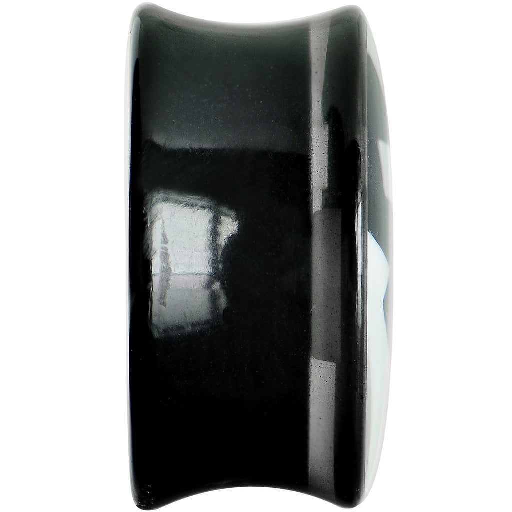 BodyCandy 20mm Black Acrylic White Mustache Saddle Plug — lifestyle context
