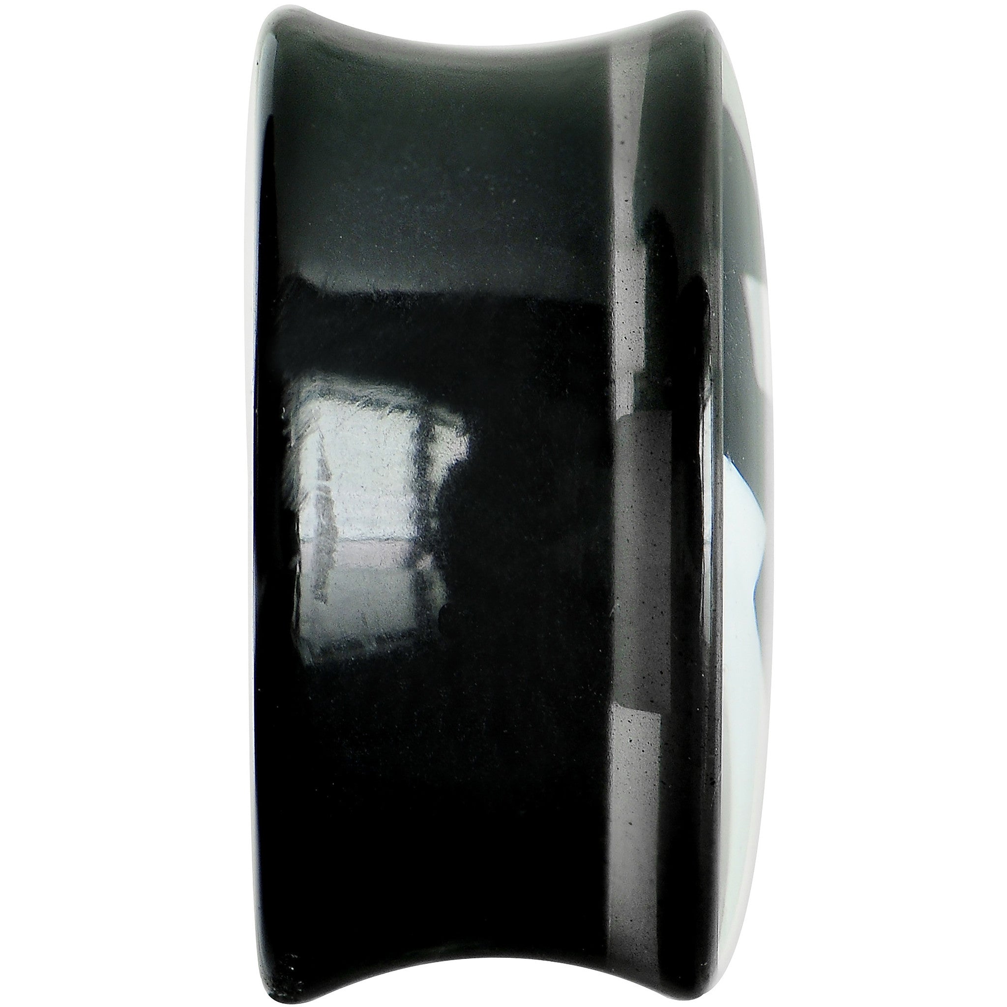 BodyCandy 20mm Black Acrylic White Mustache Saddle Plug — lifestyle context