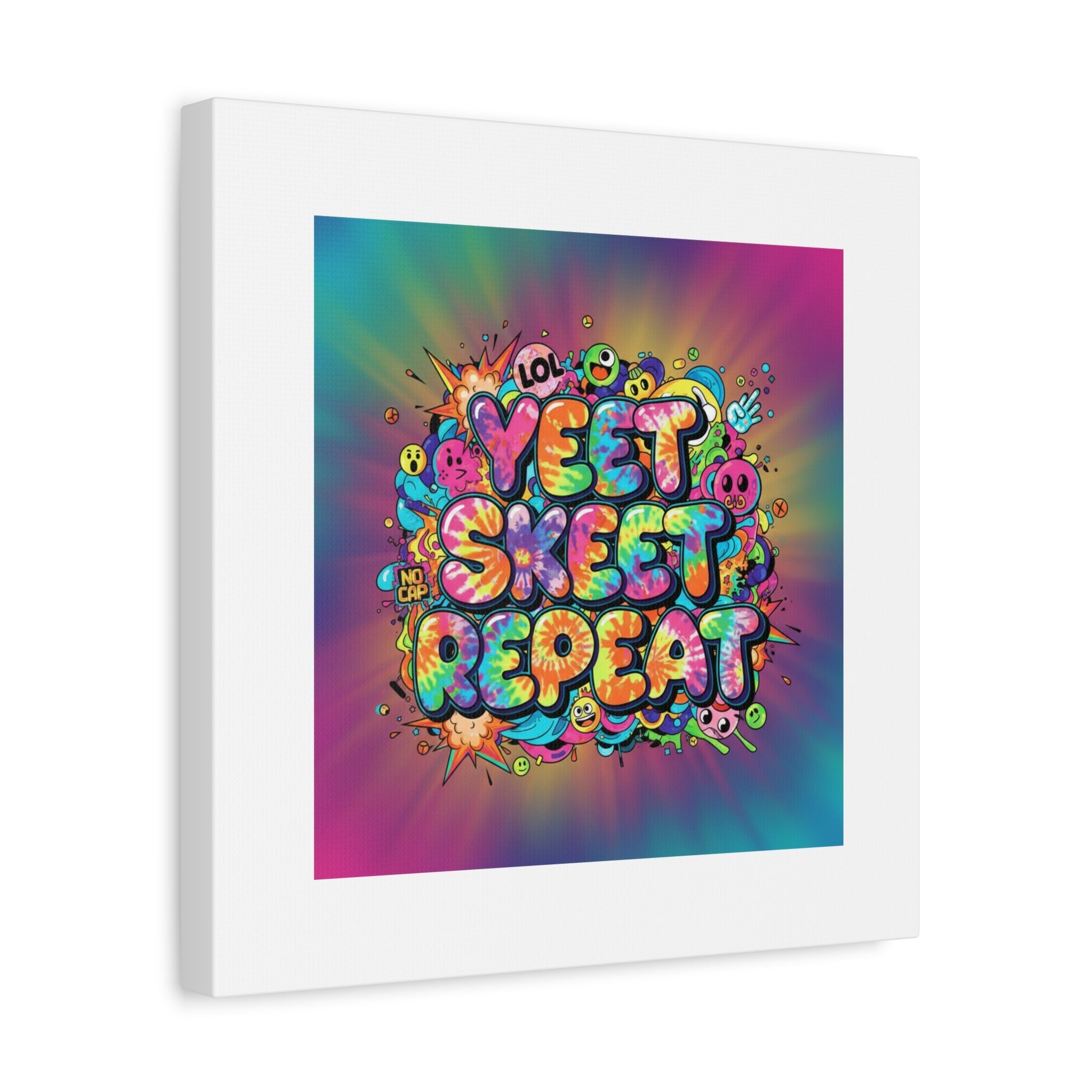 Yeet Skeet Repeat Canvas | Slogan & Glitch Graphic, Meme Phrase Wall Art