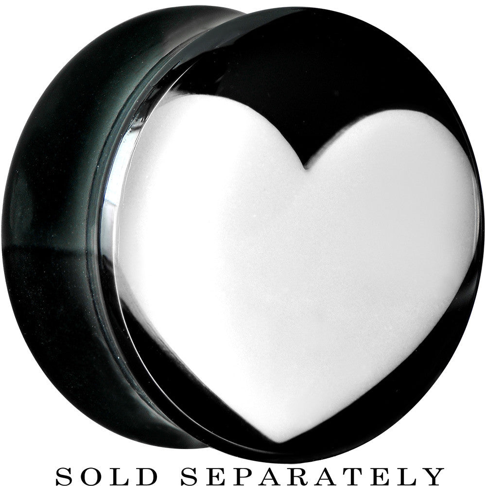 BodyCandy 20mm Black Acrylic White Heart Saddle Plug — main product shot