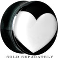 BodyCandy 20mm Black Acrylic White Heart Saddle Plug — main product shot