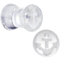 BodyCandy White Anchor Clear Acrylic Saddle Plug Set Available in Sizes 6mm to 20mm — main product shot