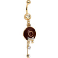 BodyCandy Clear Gem Gold Anodized Hold Your Hat Bright Bow Dangle Belly Ring — main product shot
