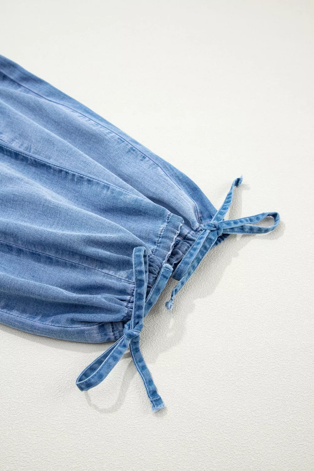 Drawstring Elastic Waist Pocketed Loose Jeans