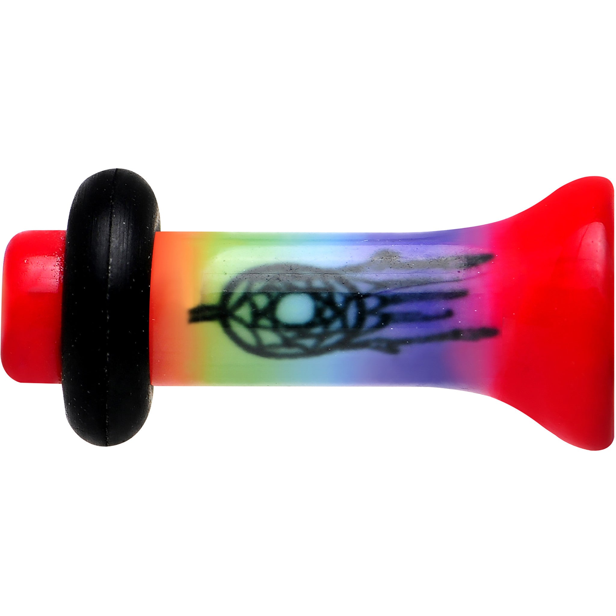 BodyCandy 8G Rainbow Acrylic Groovy Dreamcatcher Single Flare Plug — lifestyle context