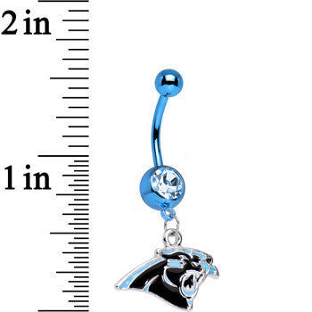 BodyCandy Officially Licensed NFL Carolina Panthers Dangle Belly Ring — detail close-up