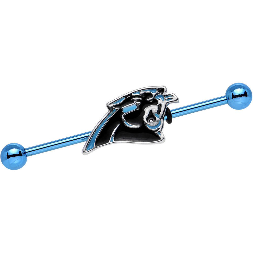 BodyCandy Officially Licensed Carolina Panthers Logo Industrial Barbell 38mm — main product shot