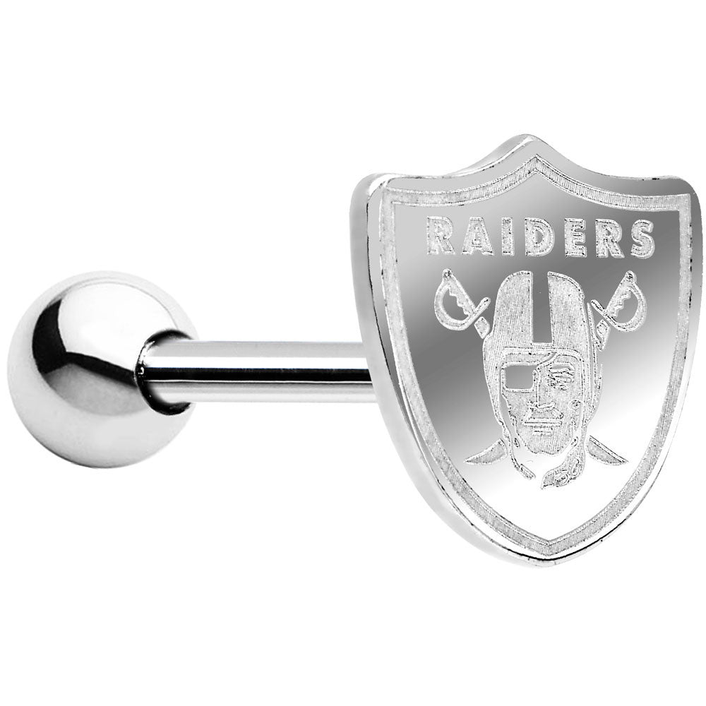 BodyCandy Officially Licensed Oakland Raiders Barbell Tongue Ring — main product shot