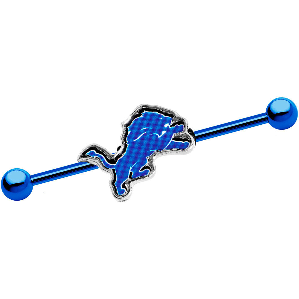 BodyCandy Officially Licensed Detroit Lions Logo Industrial Barbell 38mm — main product shot