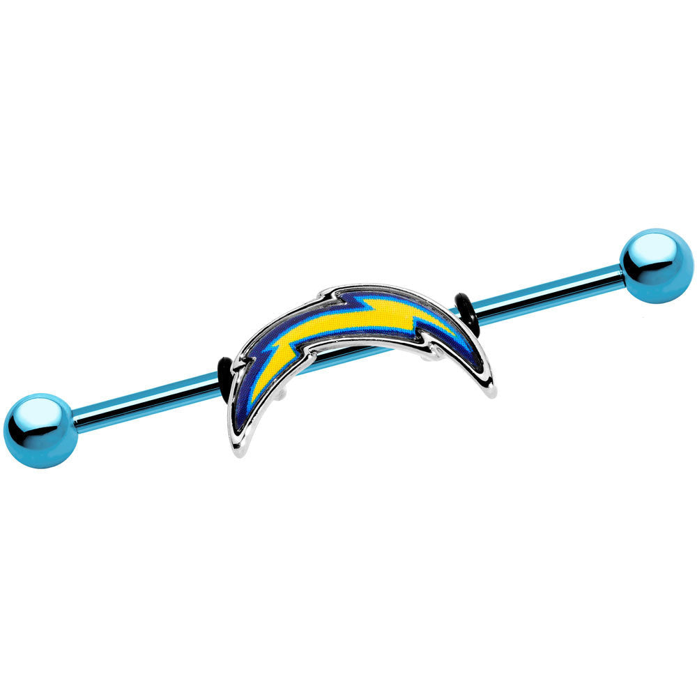 BodyCandy Officially Licensed San Diego Chargers Logo Industrial Barbell 38mm — main product shot