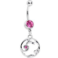 BodyCandy Pink Gem Double Dolphin Swirl Dangle Belly Ring — main product shot