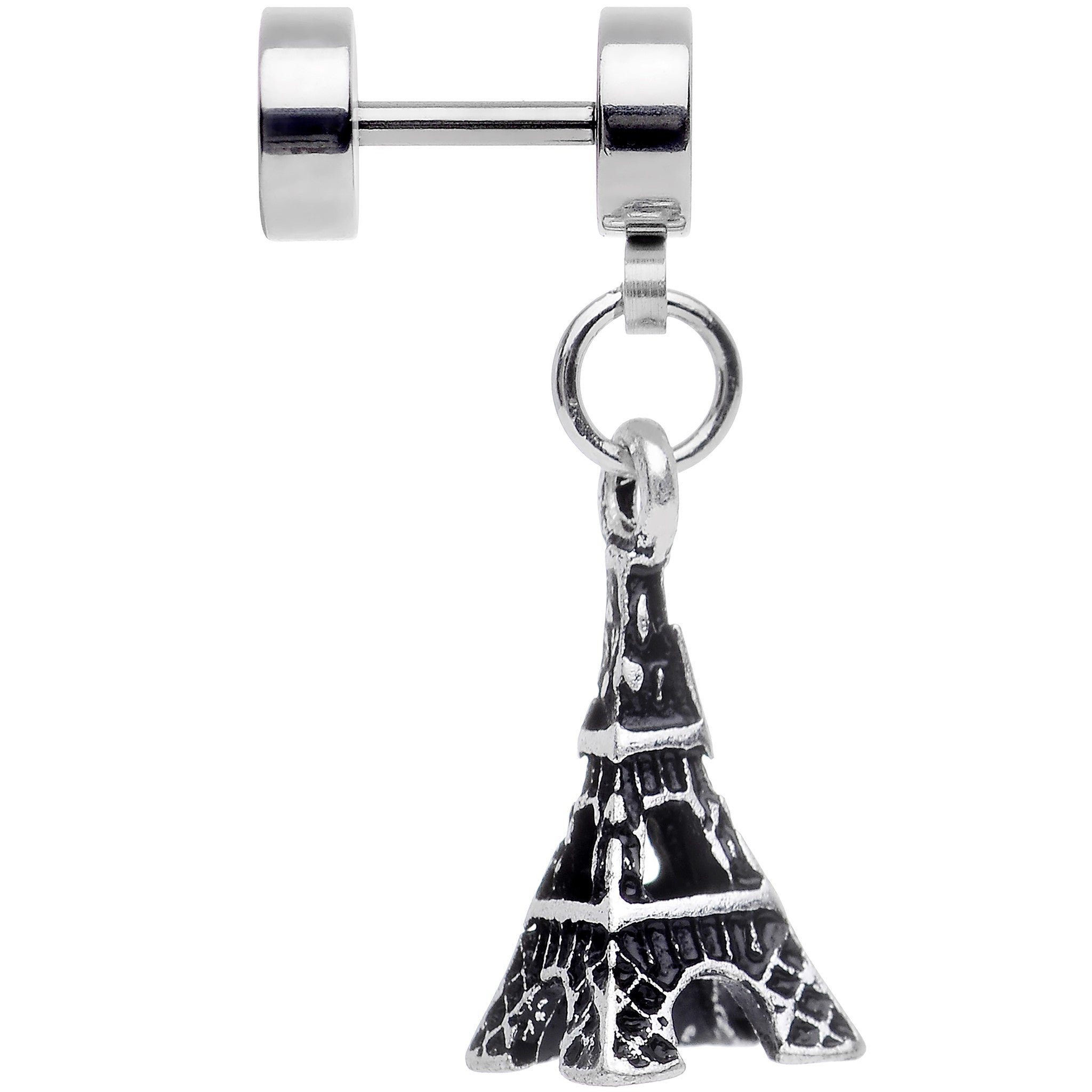BodyCandy Stainless Steel Eiffel Tower Dangle Cheater Plug — detail close-up