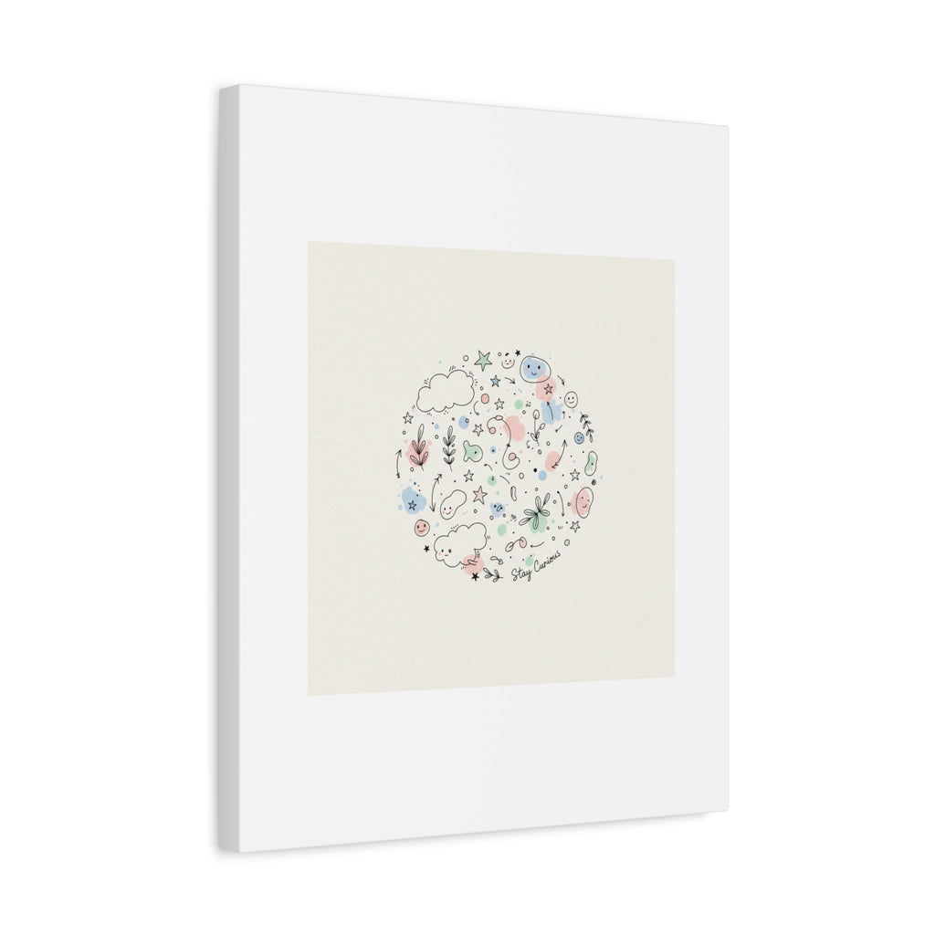 Doodle Circle Line Drawing Matte Canvas, Hand-Drawn Sketch Art