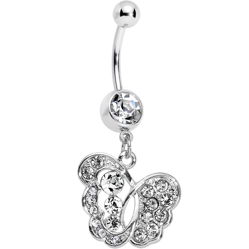 BodyCandy Clear Gem Fancy Butterfly Dangle Belly Ring — main product shot