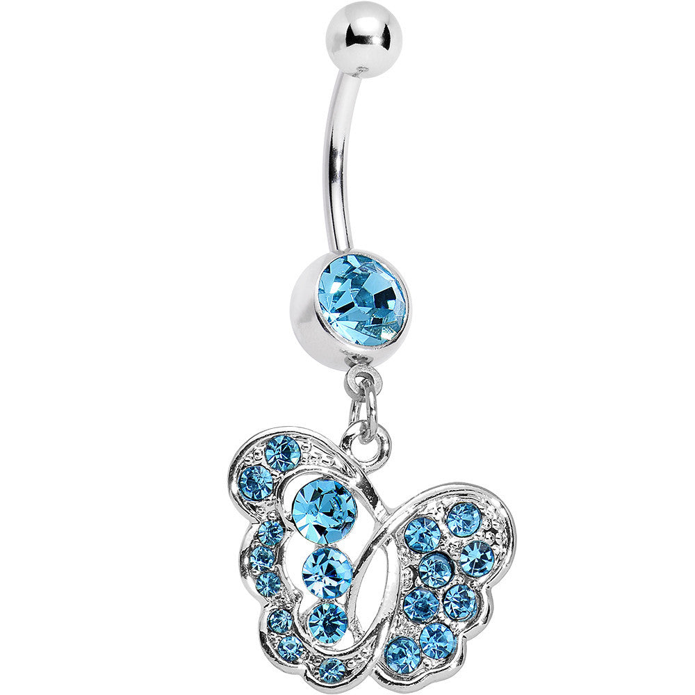 BodyCandy Blue Gem Fancy Butterfly Dangle Belly Ring — main product shot