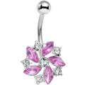 BodyCandy Clear Pink Gem Love Me Not Elegant Flower Belly Ring — main product shot