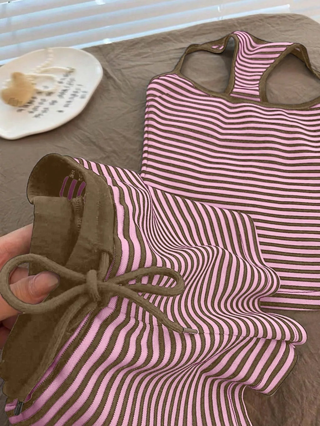 Striped Tank Top and Shorts Set