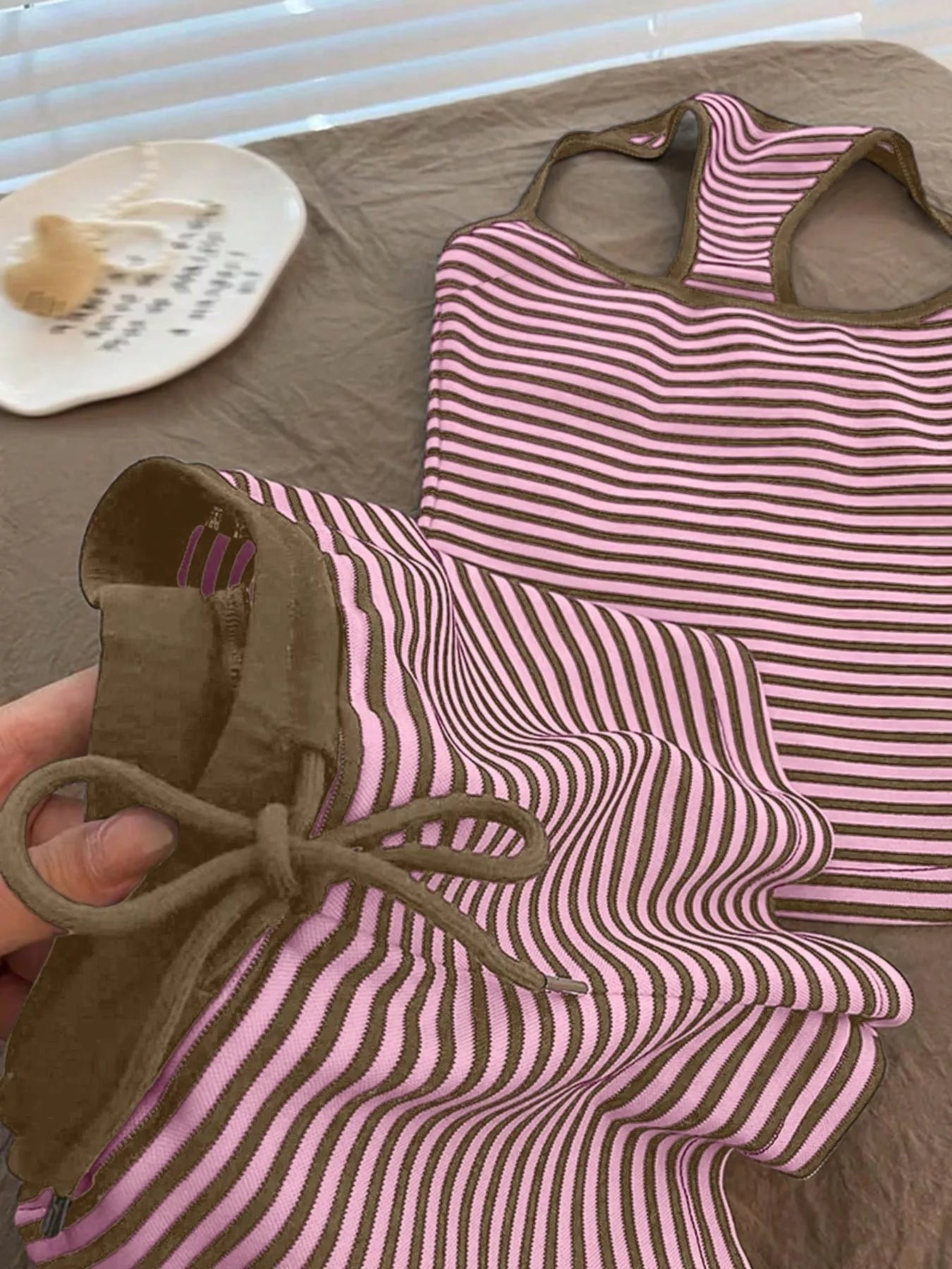 Striped Tank Top and Shorts Set