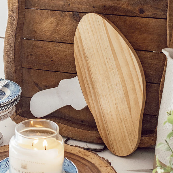 Decor Steals Marble and Wood Mushroom Cutting Board — size reference