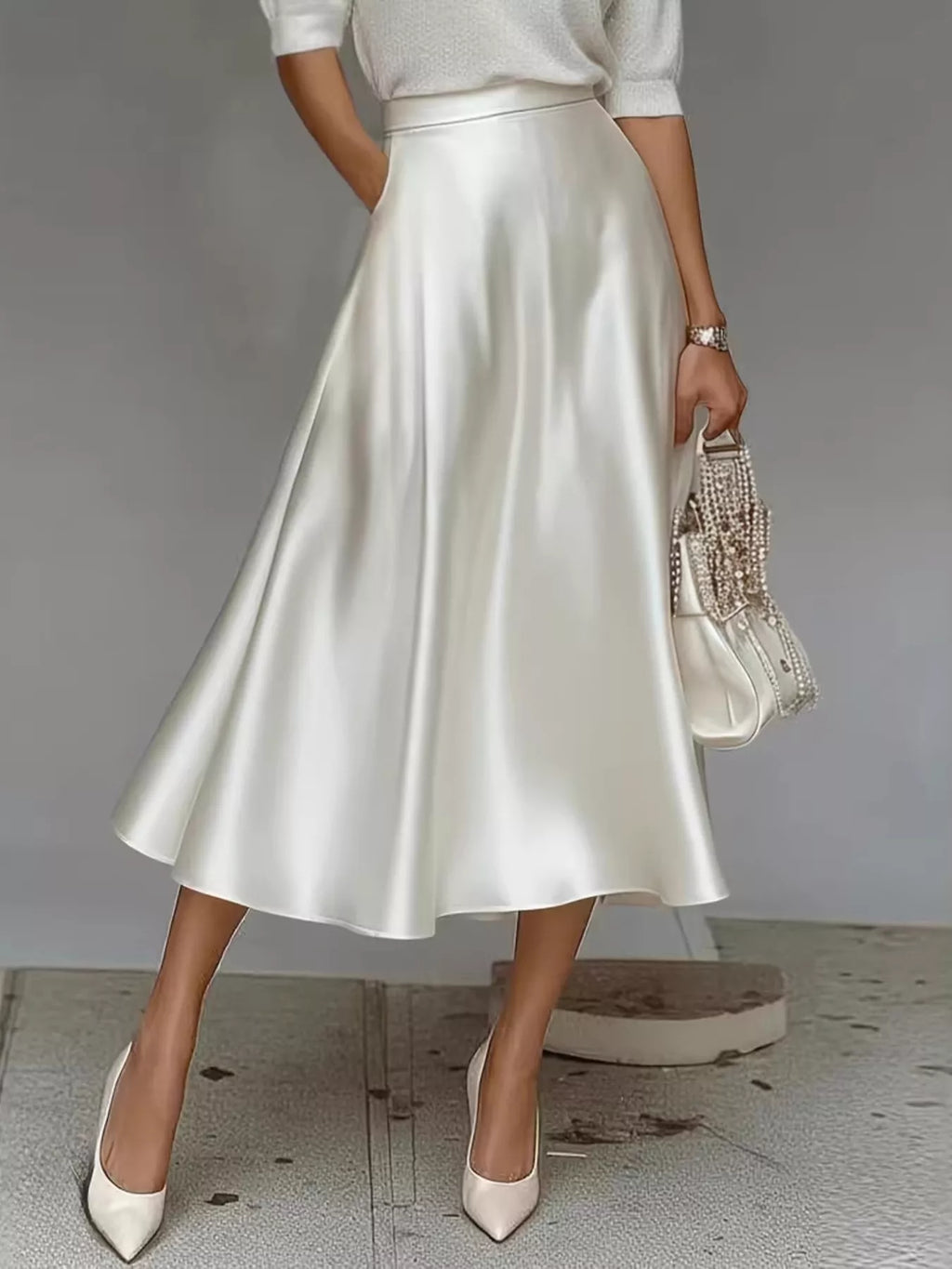 Satin Midi Skirt