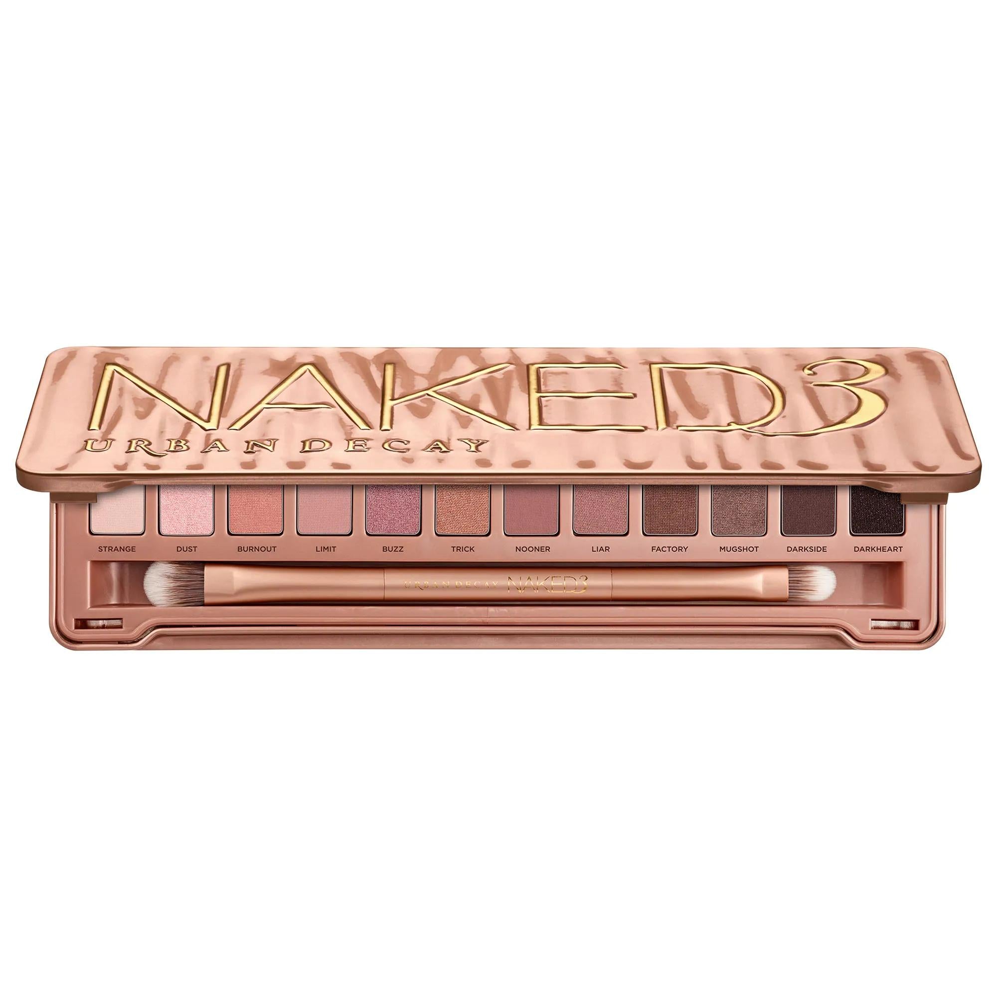 Urban Decay Naked3 Soft Pink Eyeshadow Palette - 12 Shade Vegan, Cruelty-Free Makeup with Brush