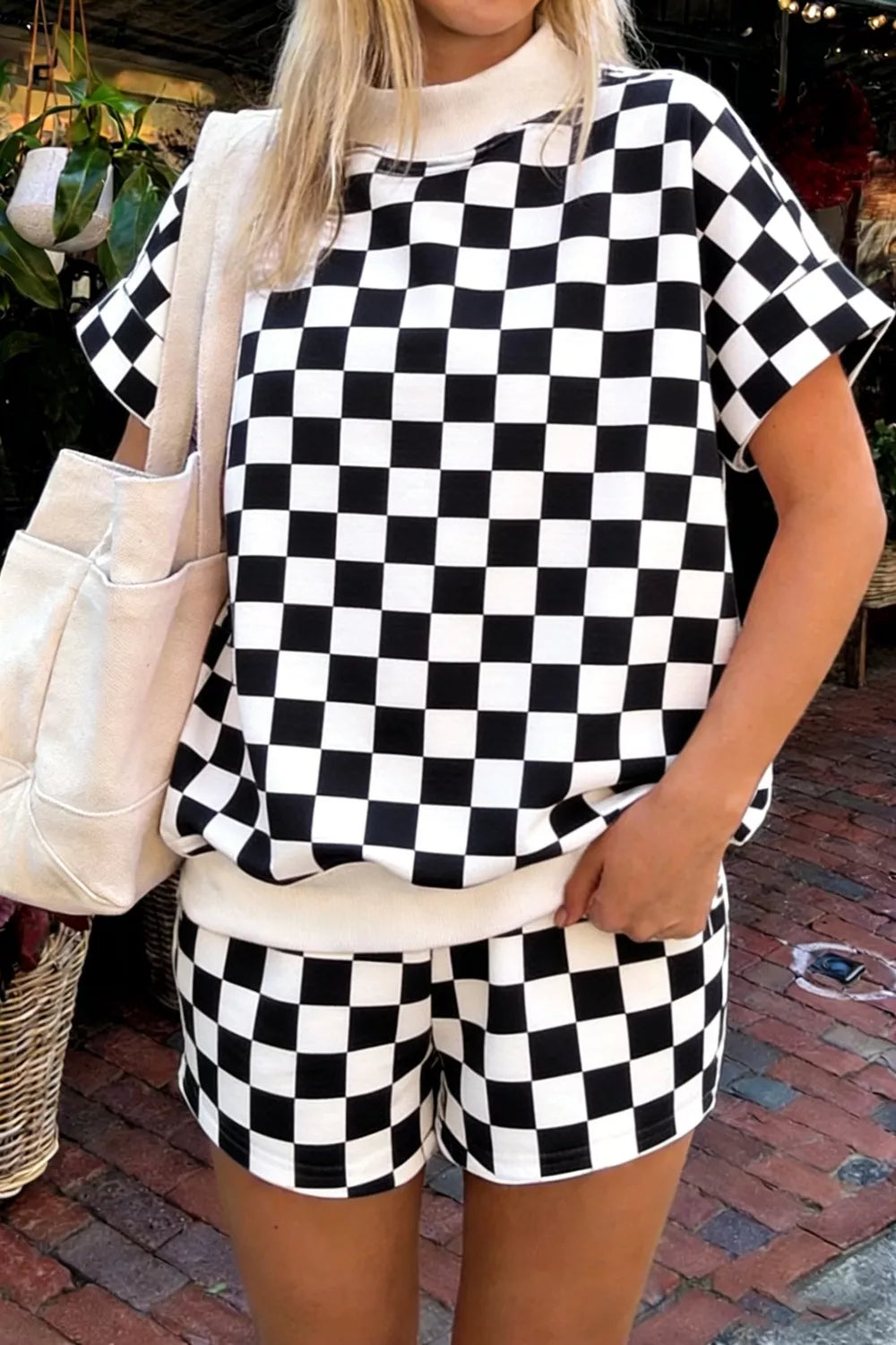 Checkerboard Short Sleeve Tee and Shorts Set