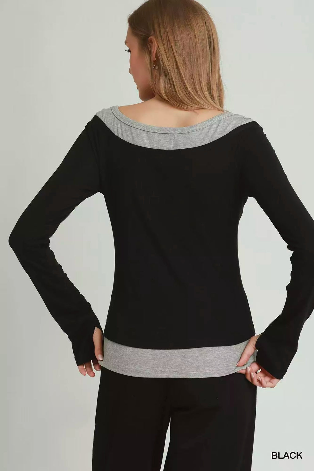 Umgee Layered Twofer Long Sleeve Top