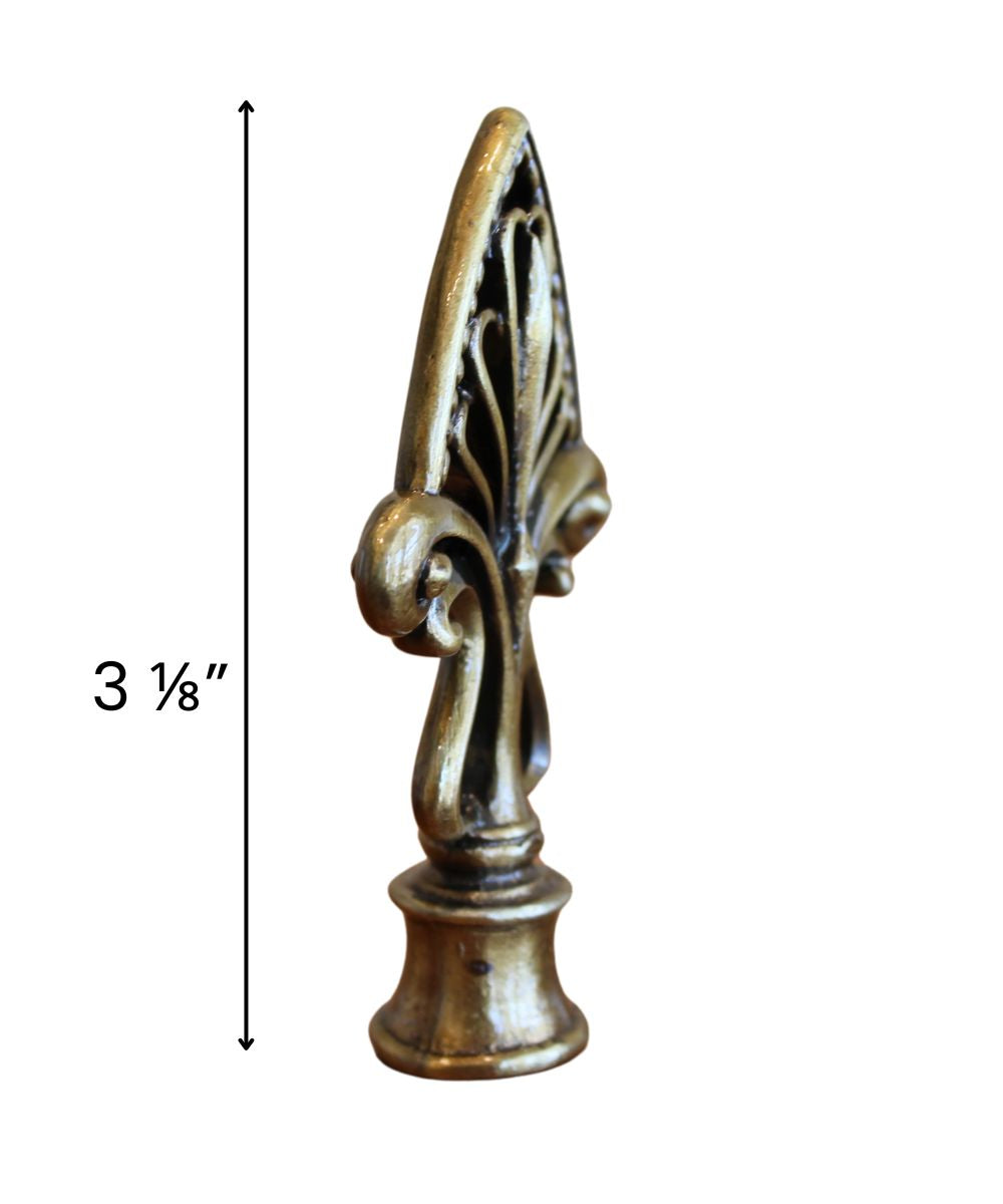 Vintage Filigree Lamp Finial Antique Brass, 3.2"h – LampsUSA, view 4